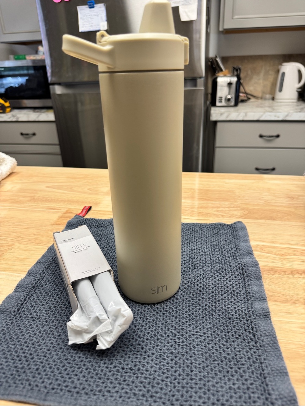 Slim Straw Stainless Steel Water Bottle — Cream Straw Tumbler